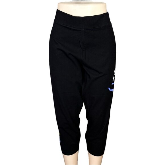 Disney +4 Black Stretch Waist Mickey Bats-Ghost Graphics Cotton Crop Leggings - Picture 2 of 7